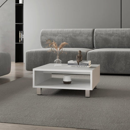 White Coffee Table with Open Storage