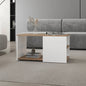 White and Natural Oak Coffee Table with Open Storage and Conical Legs
