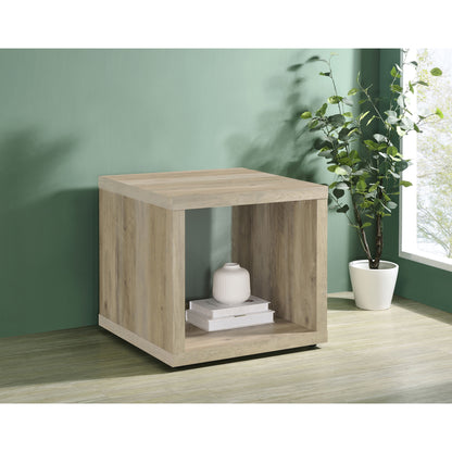 Flint Distressed Pine Square Engineered Wood Side End Table