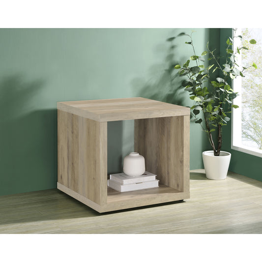 Flint Distressed Pine Square Engineered Wood Side End Table