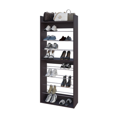 Brown Wengue Tall Shelving Unit - 9 Shelves for Living Room