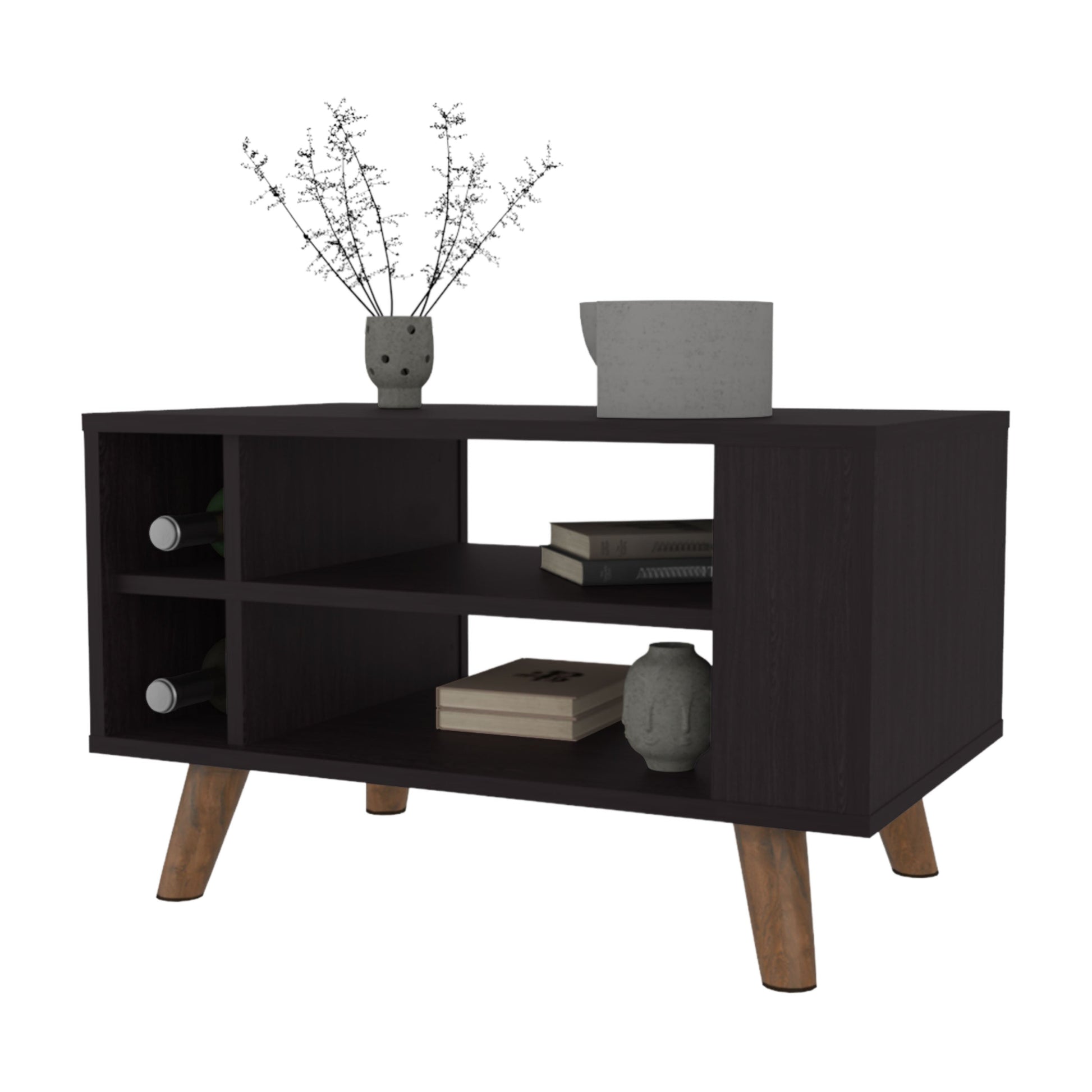 Brown Wengue Coffee Table with Storage for Living Room