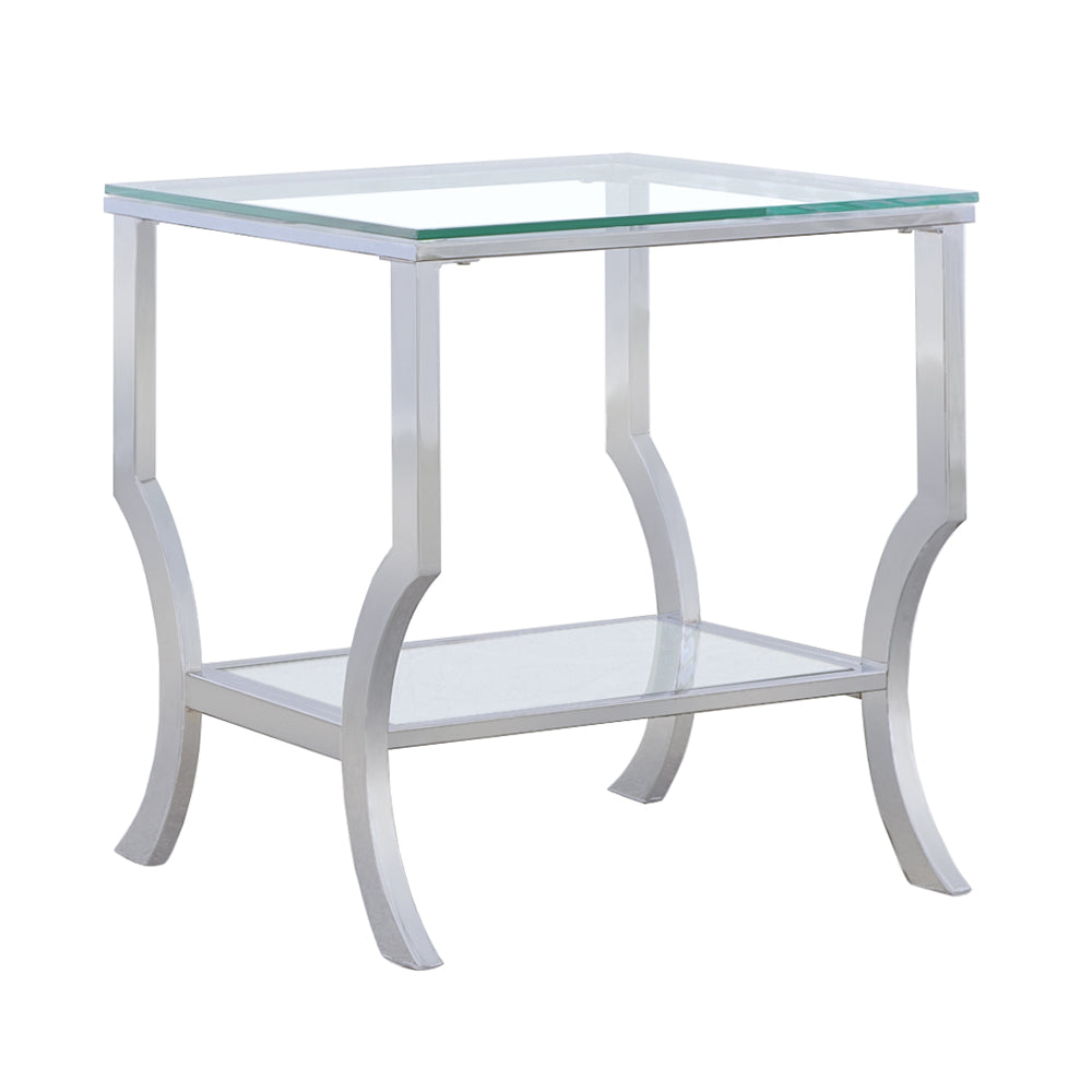 Chrome Glass Square Top End Table - 19.75" for Living Room