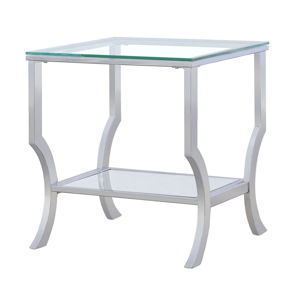 Chrome Glass Square Top End Table - 19.75" for Living Room