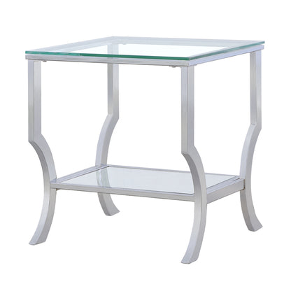 Chrome Glass Square Top End Table - 19.75" for Living Room