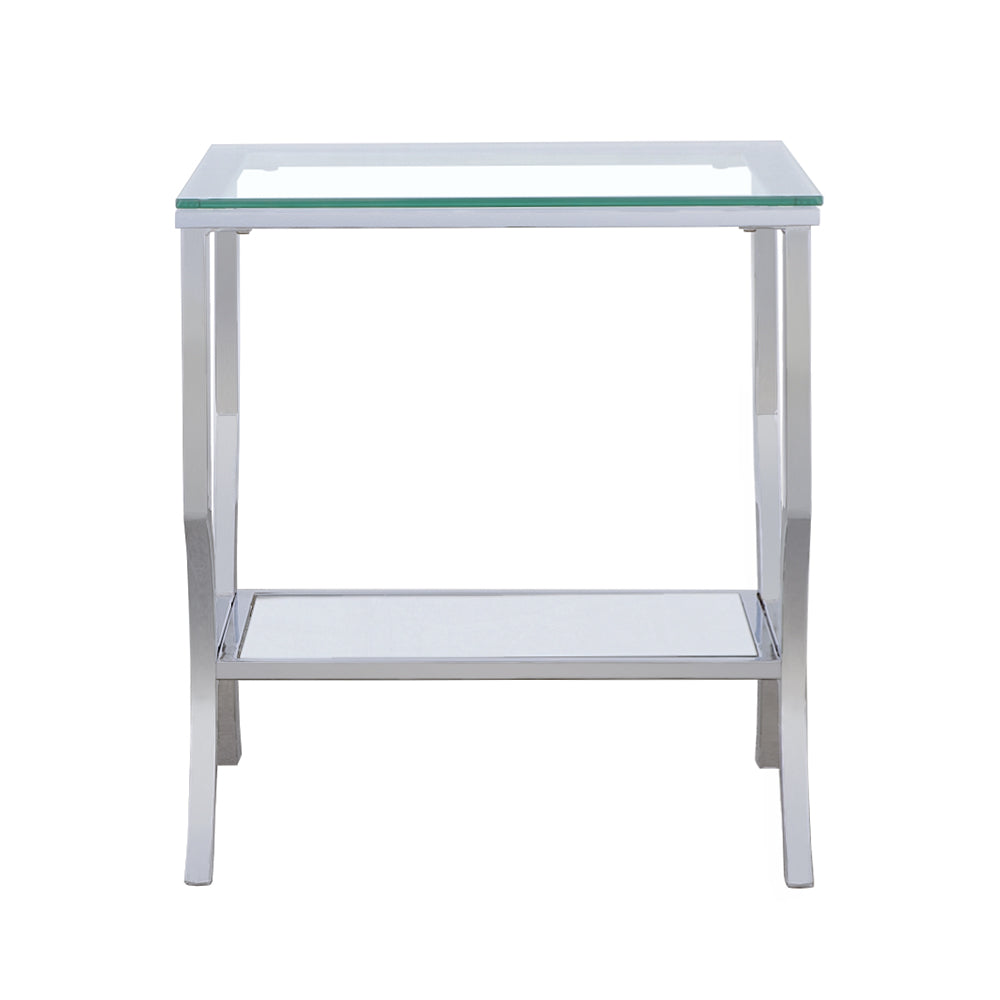 Chrome Glass Square Top End Table - 19.75" for Living Room
