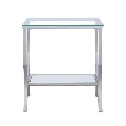 Chrome Glass Square Top End Table - 19.75" for Living Room