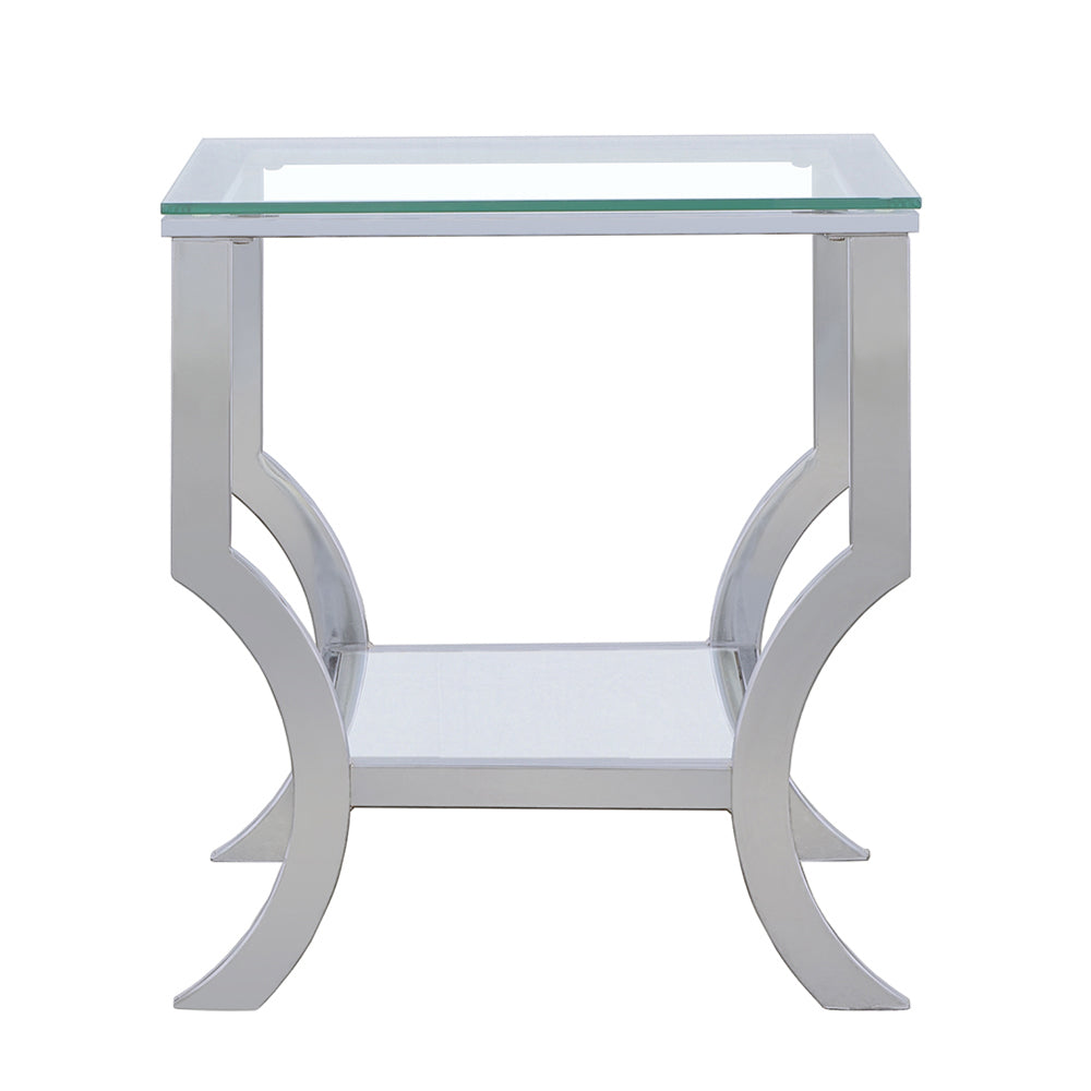 Chrome Glass Square Top End Table - 19.75" for Living Room