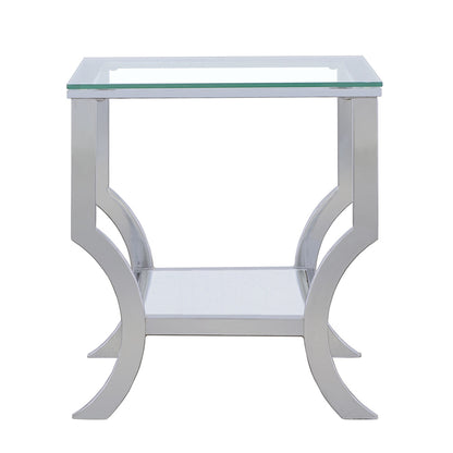 Chrome Glass Square Top End Table - 19.75" for Living Room