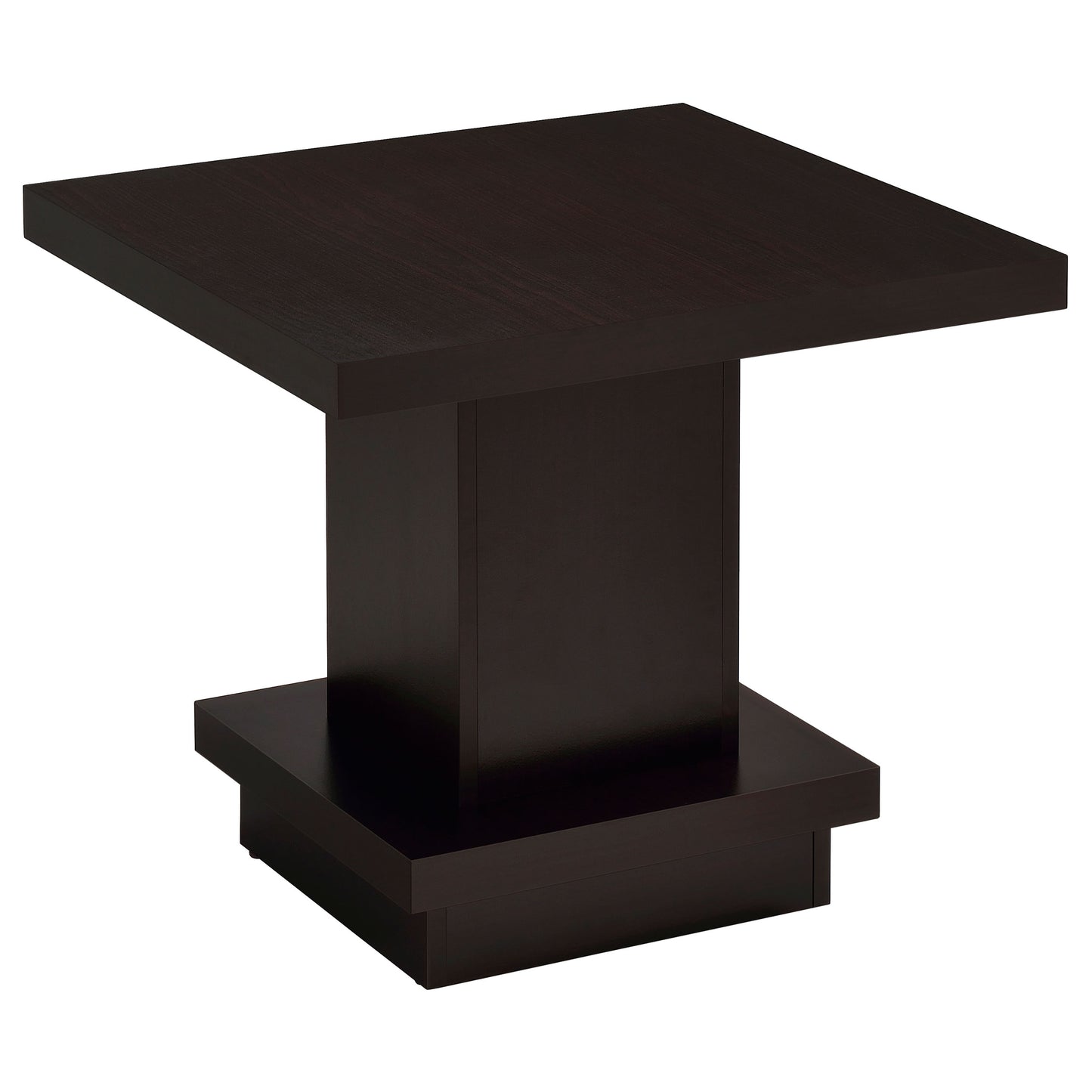 Mbala Cappuccino Square Pedestal End Table - Solid Wood & MDF