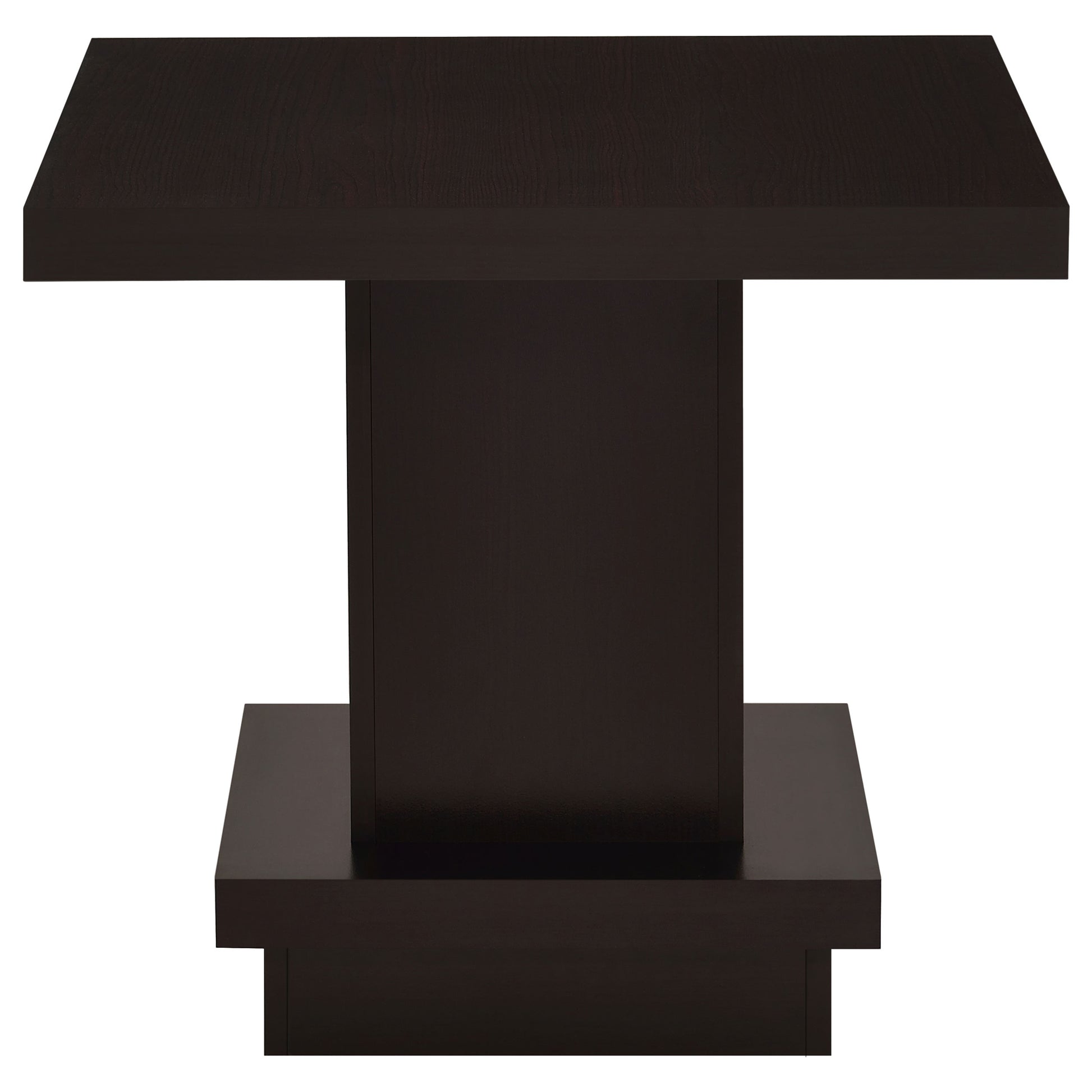 Mbala Cappuccino Square Pedestal End Table - Solid Wood & MDF