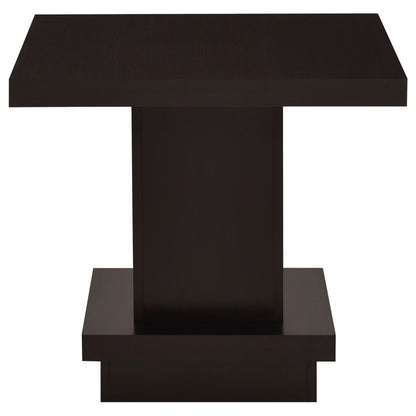 Mbala Cappuccino Square Pedestal End Table - Solid Wood & MDF