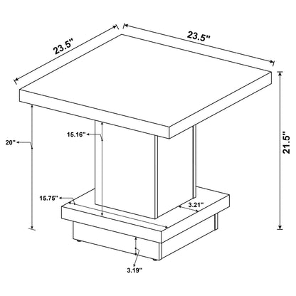 Mbala Cappuccino Square Pedestal End Table - Solid Wood & MDF