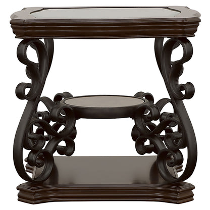 Bianca Merlot End Table - Brown Solid Wood Storage