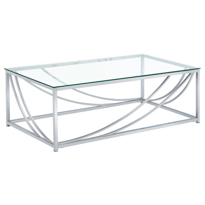 Brianne Glass & Chrome Coffee Table - Modern Living Room Accent