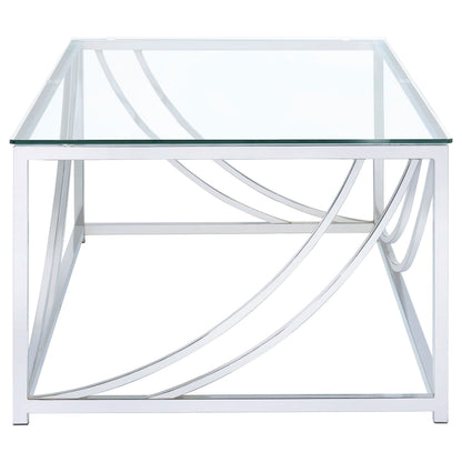 Brianne Glass & Chrome Coffee Table - Modern Living Room Accent