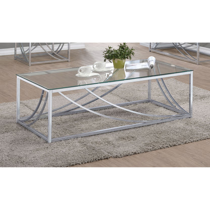 Brianne Glass and Chrome Coffee Table with Metal Leg