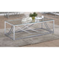 Brianne Glass and Chrome Coffee Table with Metal Leg