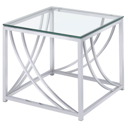 Chrome Glass Square End Table for Primary Living Space for Living Room