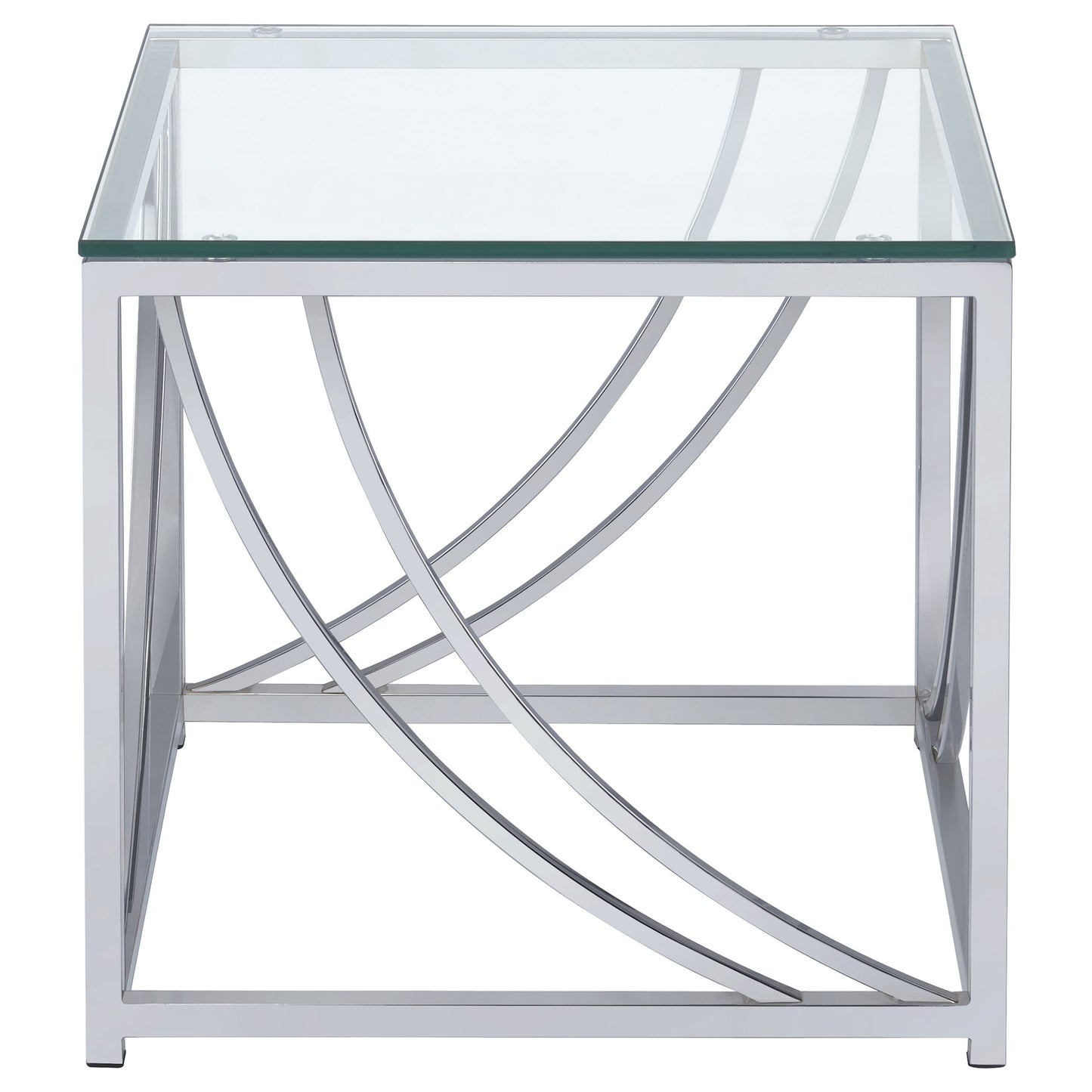 Chrome Glass Square End Table for Primary Living Space for Living Room