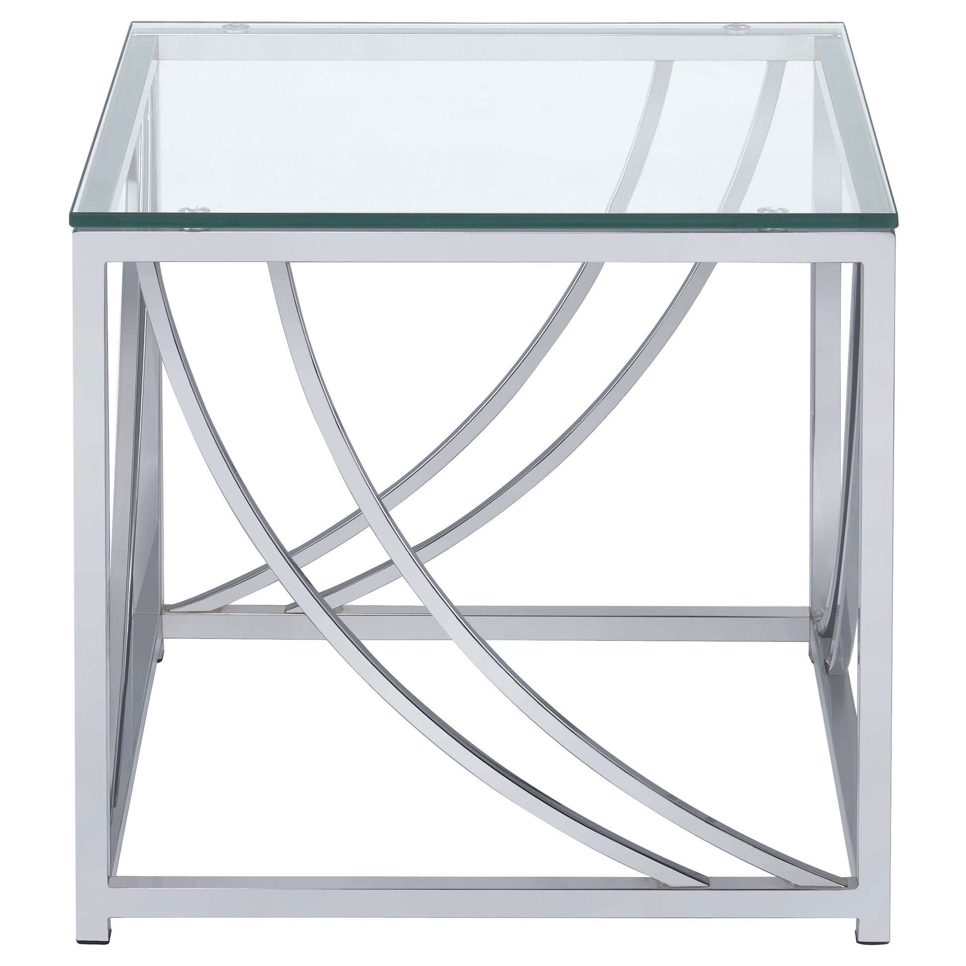 Chrome Glass Square End Table for Primary Living Space for Living Room