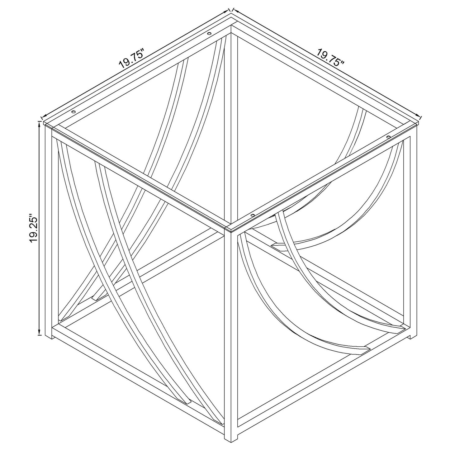 Chrome Glass Square End Table for Primary Living Space for Living Room