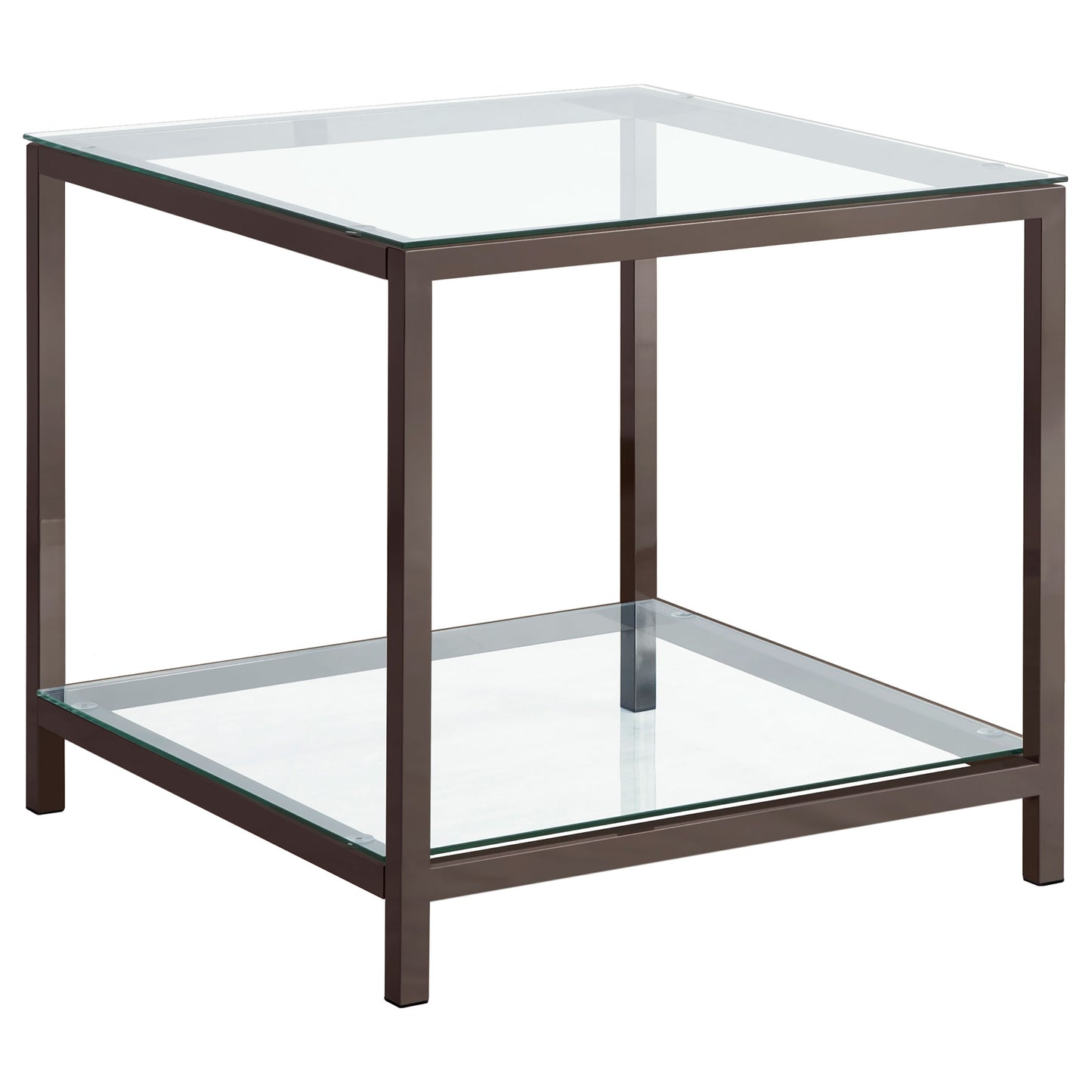 Weston Black Nickel 1-Shelf Table - Sleek Glass Top