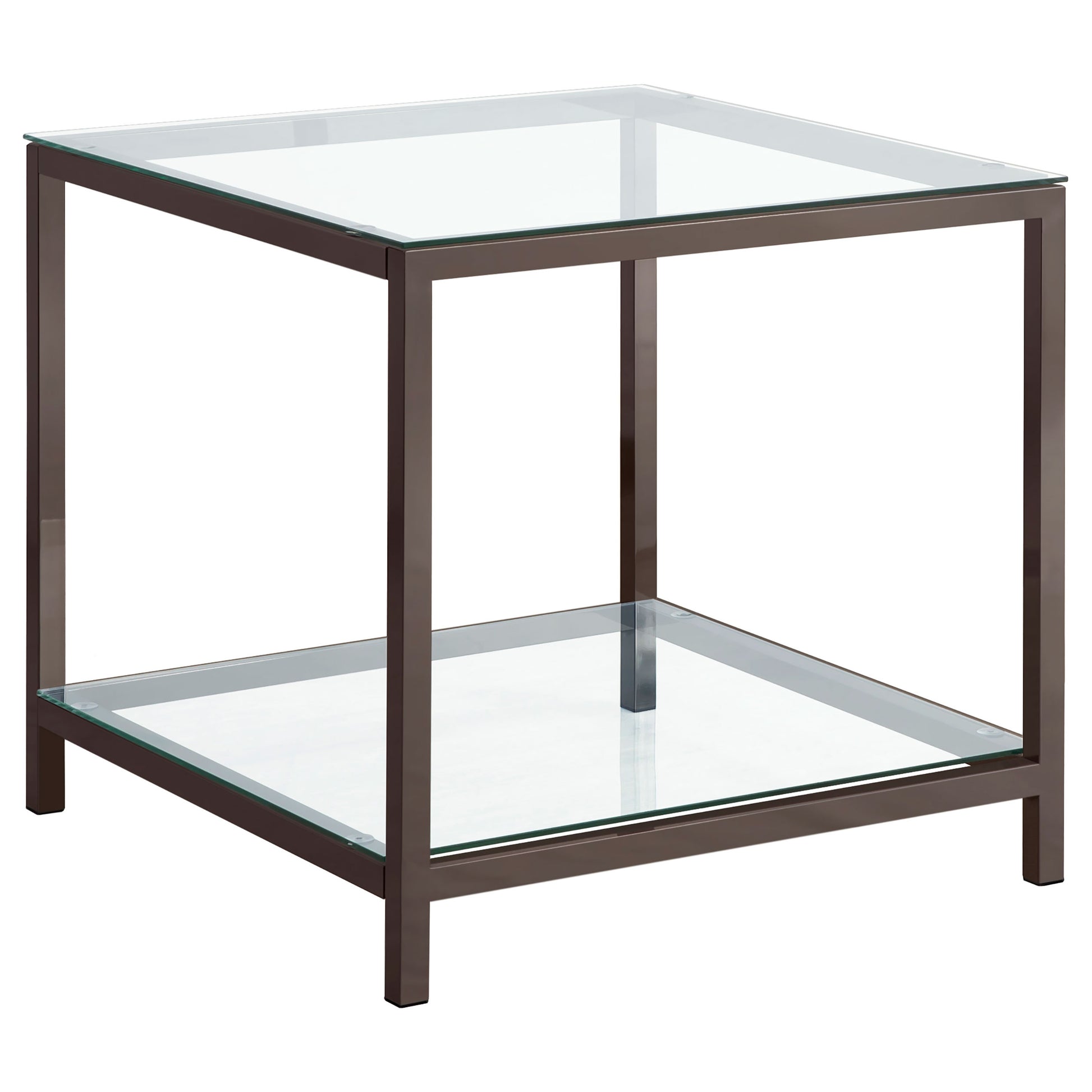 Weston Black Nickel 1-Shelf Table - Sleek Glass Top