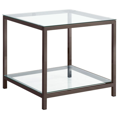 Weston Black Nickel 1-Shelf Table - Sleek Glass Top