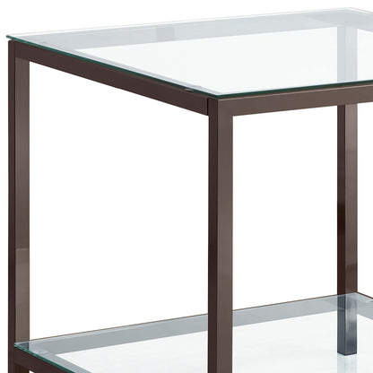 Weston Black Nickel 1-Shelf Table - Sleek Glass Top