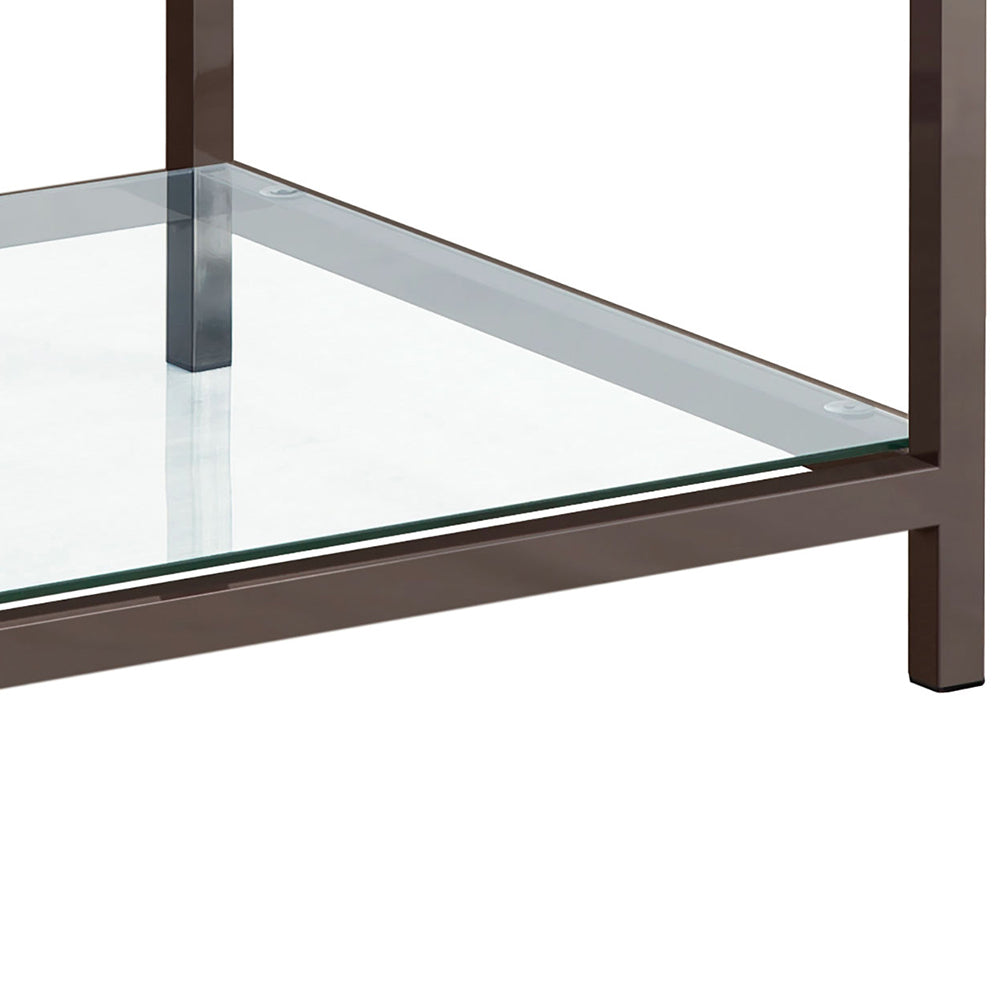 Weston Black Nickel 1-Shelf Table - Sleek Glass Top