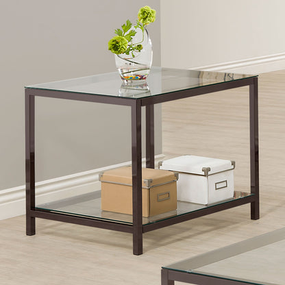 Weston Black Nickel 1-Shelf Glass Top Side End Table