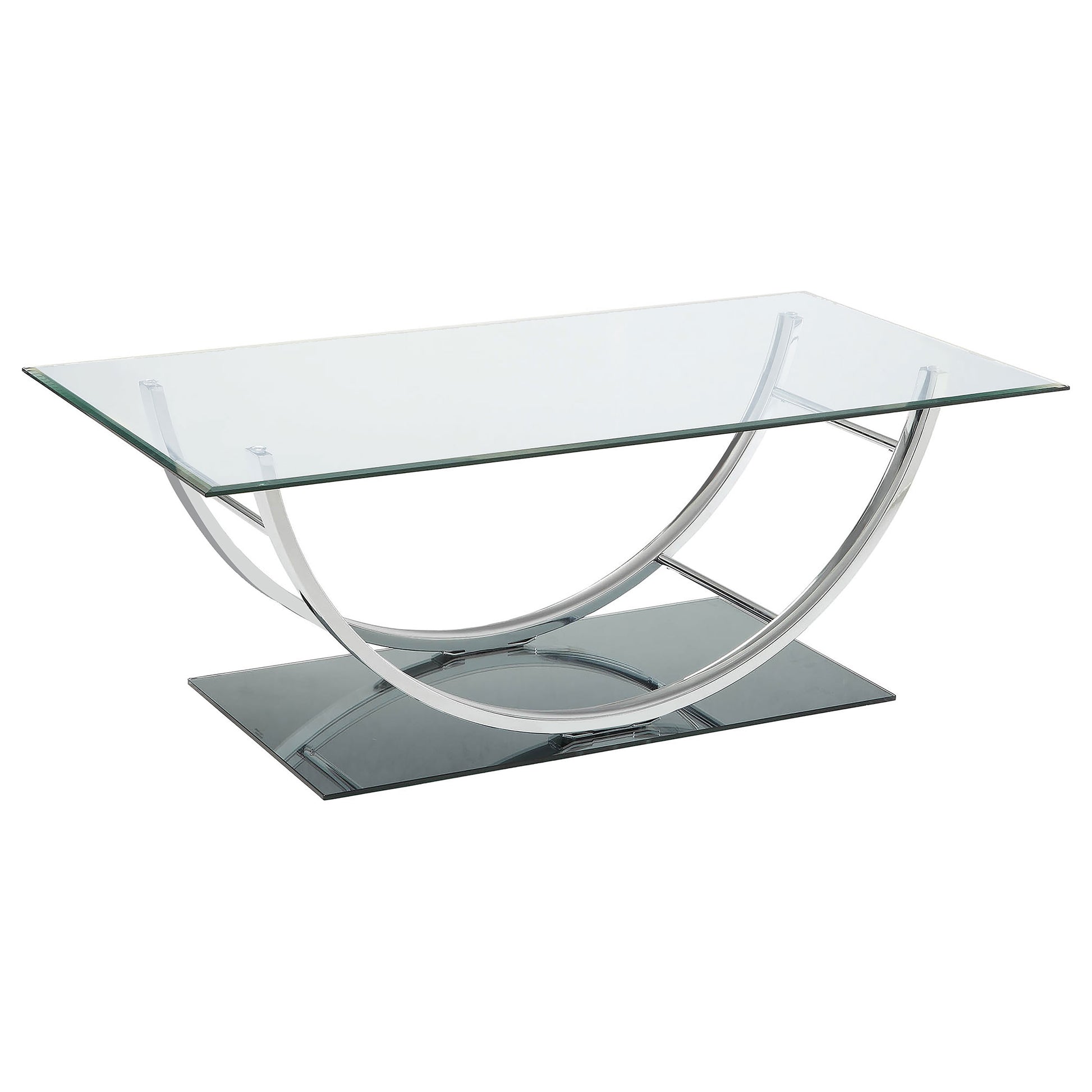 Amelia Chrome Rectangular Coffee Table - Glass Top for Living Room