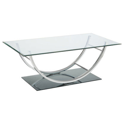 Amelia Chrome Rectangular Coffee Table - Glass Top for Living Room