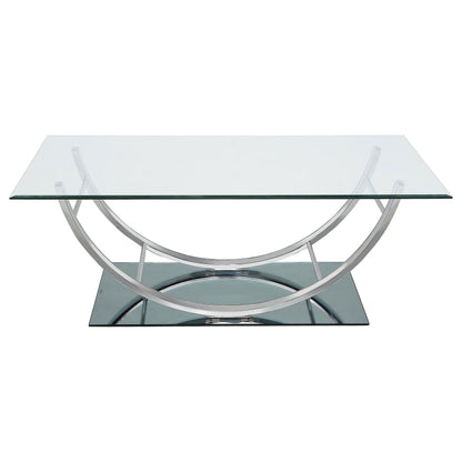 Amelia Chrome Rectangular Coffee Table - Glass Top for Living Room