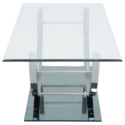 Amelia Chrome Rectangular Coffee Table - Glass Top for Living Room