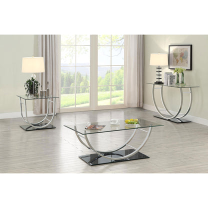 Amelia Chrome Rectangular Coffee Table - Glass Top for Living Room