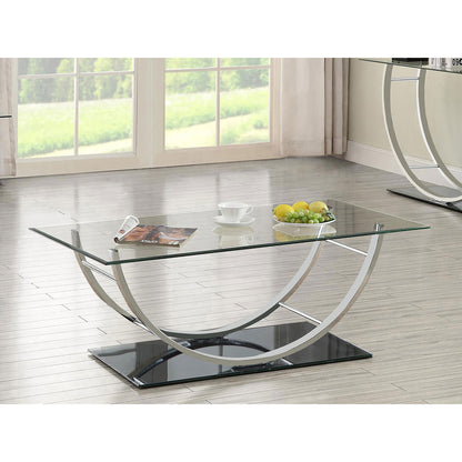 Amelia Chrome Rectangular U-Shaped Glass Top Coffee Table