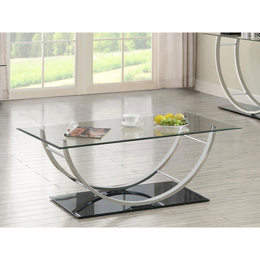 Amelia Chrome Rectangular U-Shaped Glass Top Coffee Table