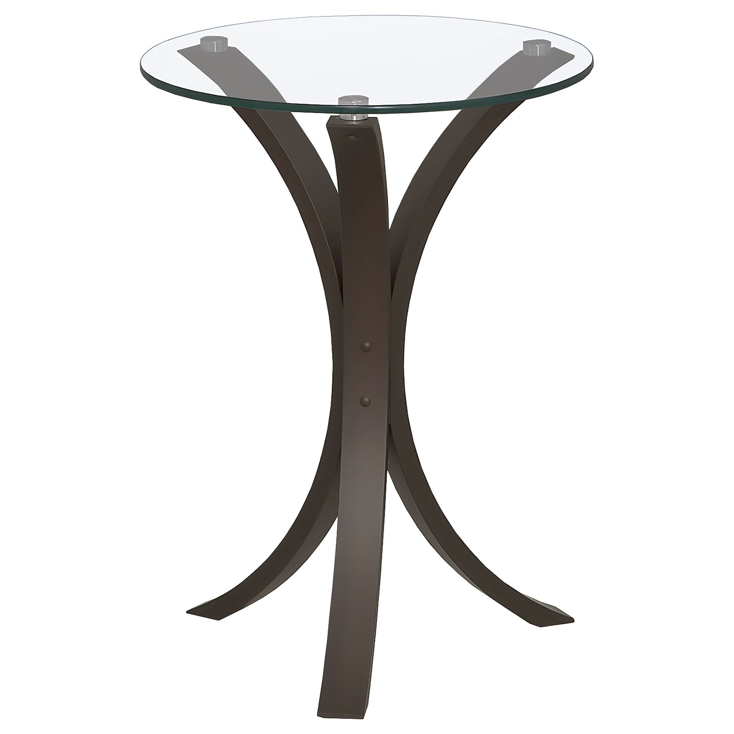 Cappuccino Round Glass Top Side Table for Living Room