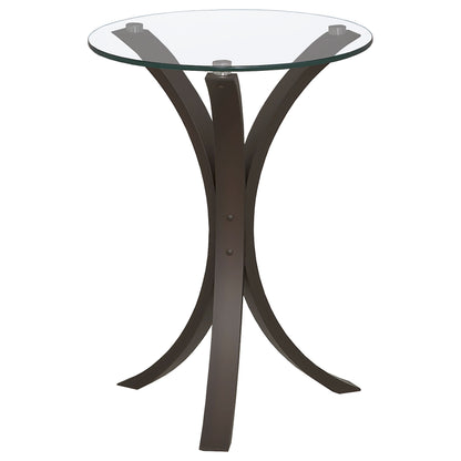 Cappuccino Round Glass Top Side Table for Living Room