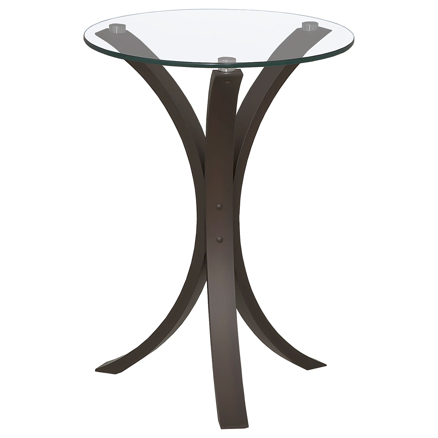 Cappuccino Round Glass Top Side Table for Living Room
