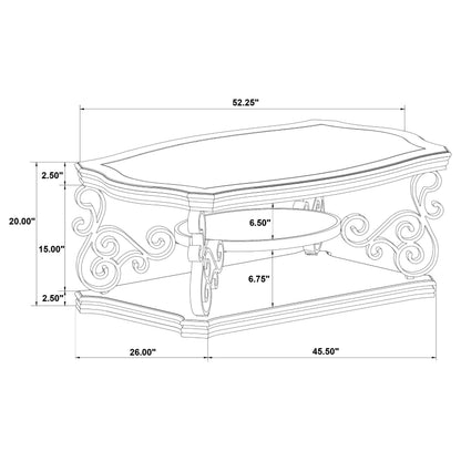 Brown Solid Wood Coffee Table with Shelves for Living Room