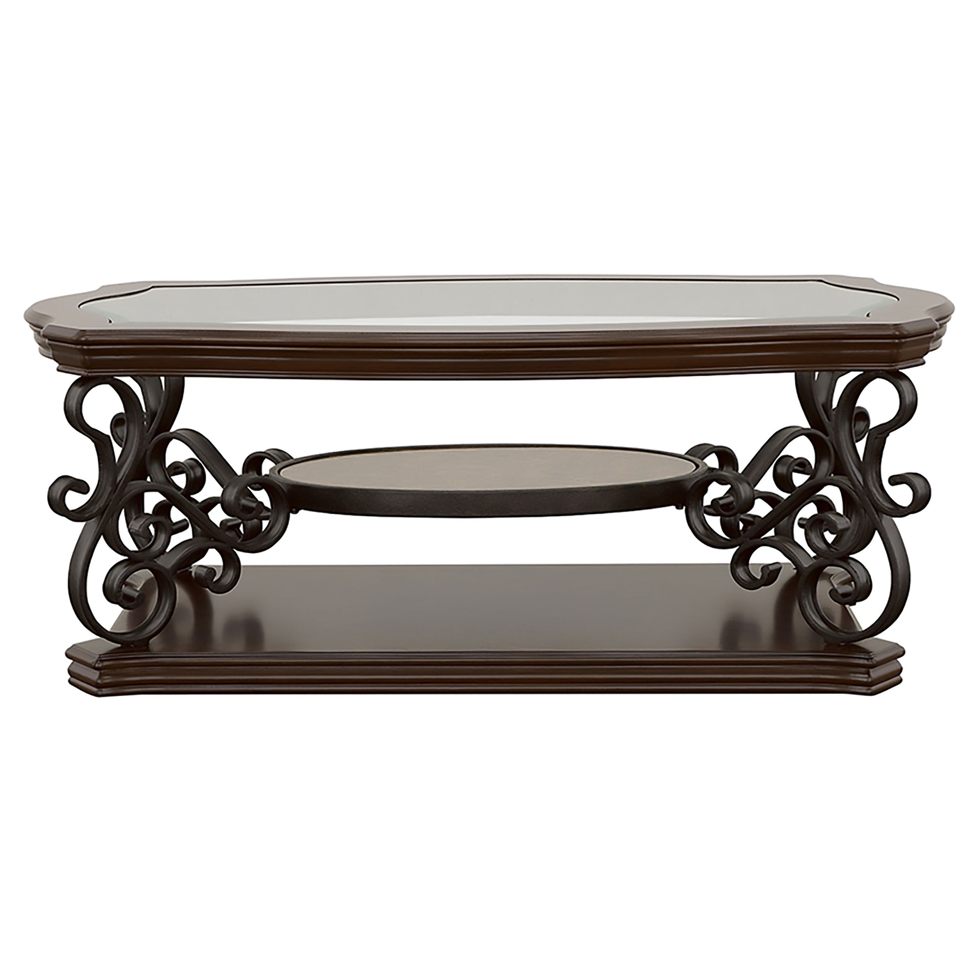 Bianca Merlot 2-Shelf Glass Top Coffee Table
