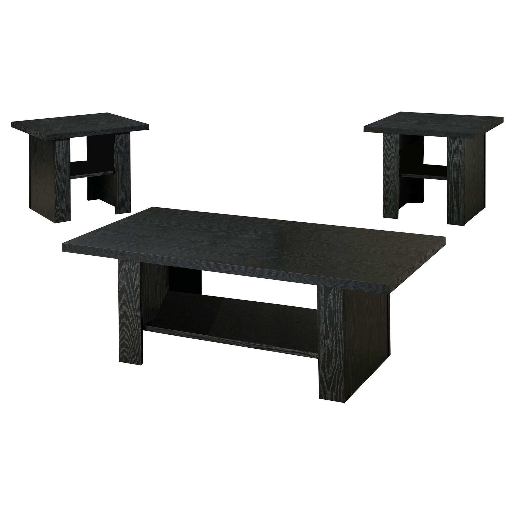 Salton Black Oak Coffee Table Set - 3 Piece Storage
