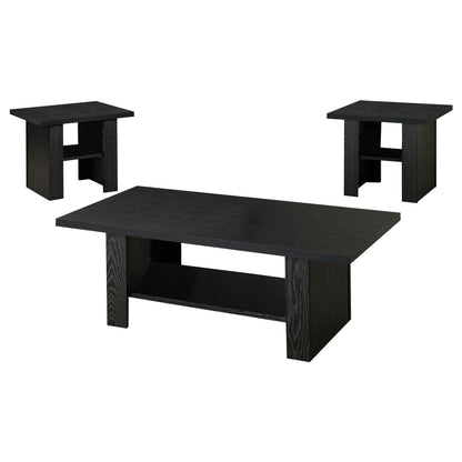 Salton Black Oak Coffee Table Set - 3 Piece Storage