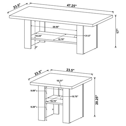 Salton Black Oak Coffee Table Set - 3 Piece Storage