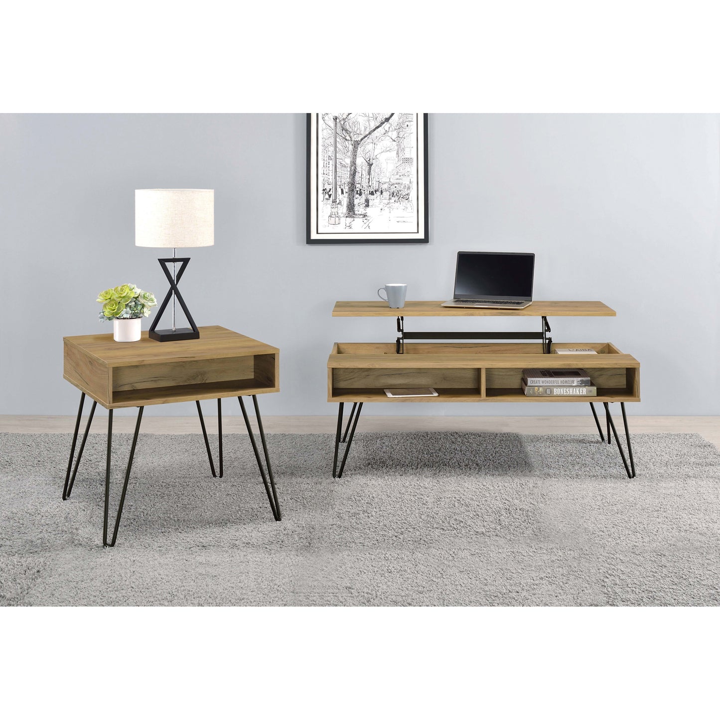 Amara Golden Oak Lift Top Coffee Table - Storage & Style