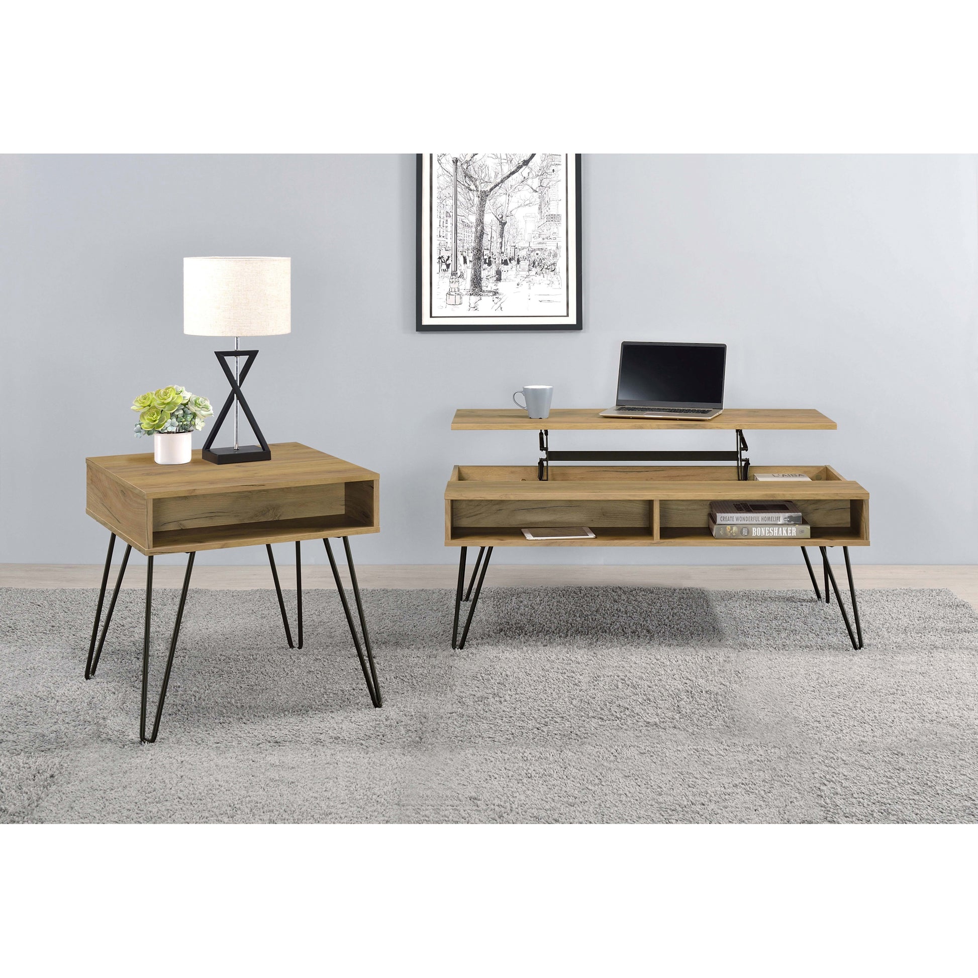 Amara Golden Oak Lift Top Coffee Table - Storage & Style