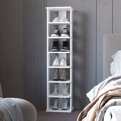 White 7-Tier Tall Vertical Shoe Rack